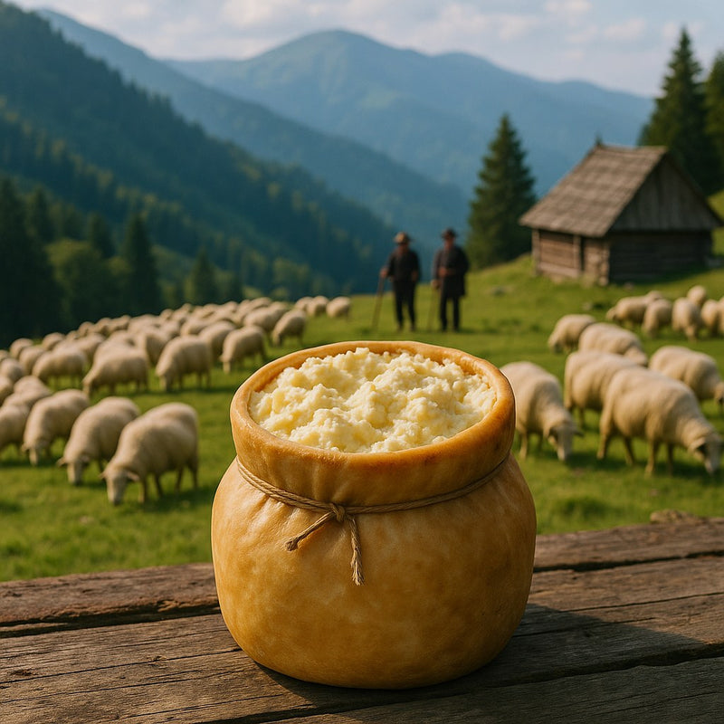 Branza de burduf in coaja de brad