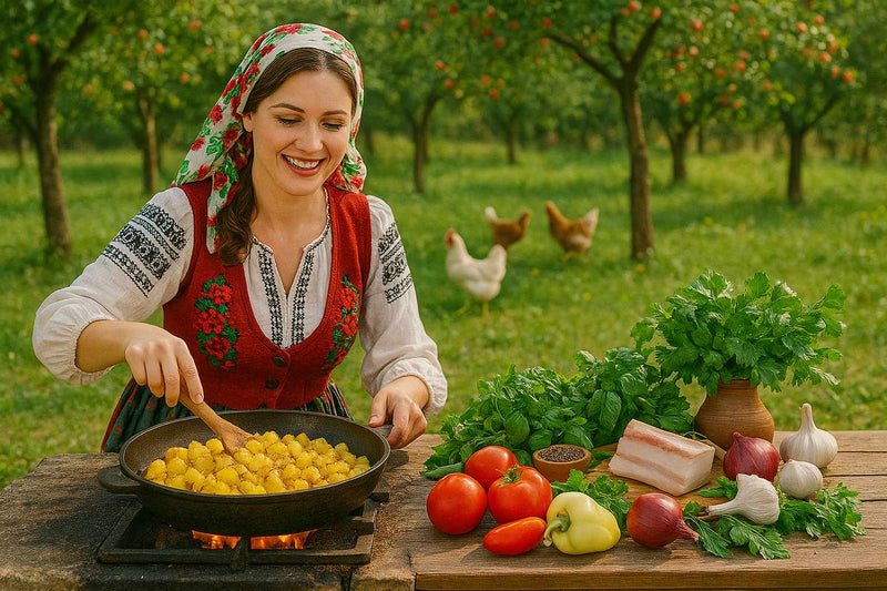 Cartofi țărănești la tigaie si la cuptor: Reteta originala cu boia si ceapa