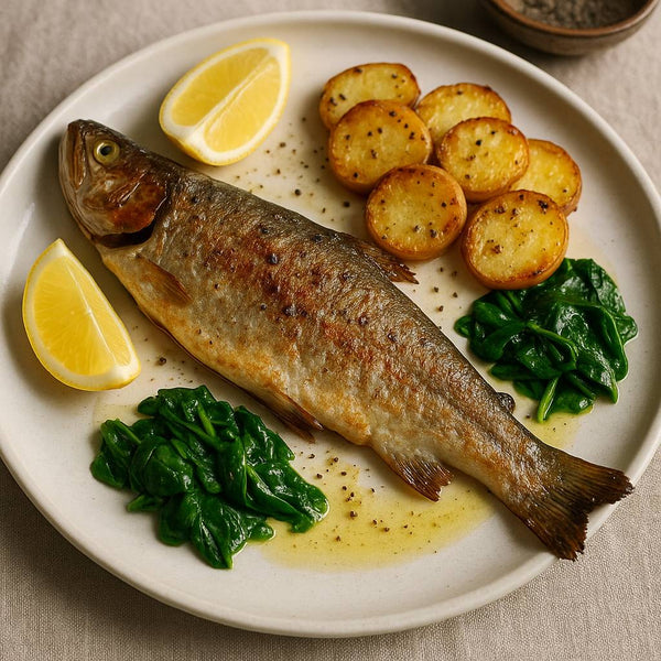 Pastrav la cuptor cu legume si condimente romanesti - Reteta simpla