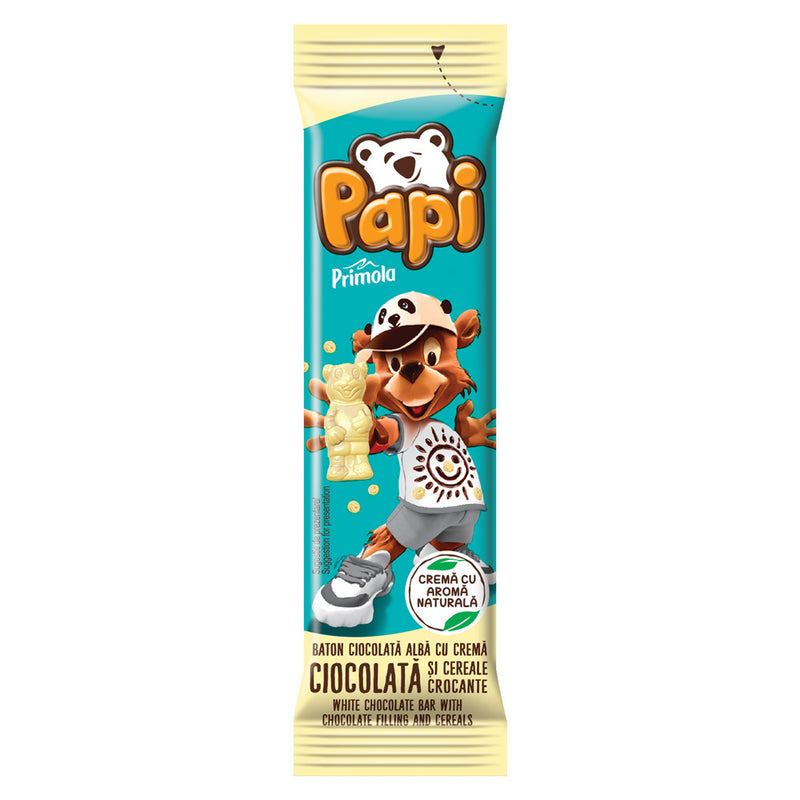 Baton ciocolata alba si cereale crocante Primola Papi