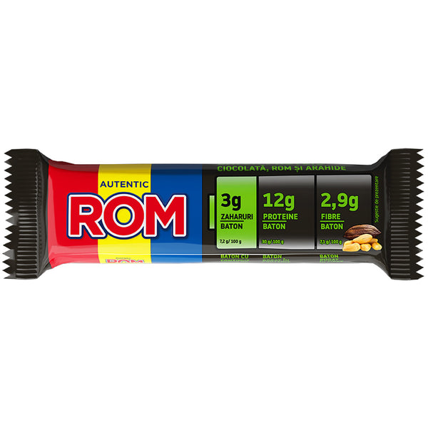 Rom baton cu proteine ciocolata, rom si arahide