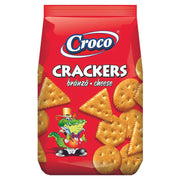 Biscuiți Croco Crackers cu brânză, snack crocant sărat pentru gustări