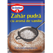 Zahăr pudră cu aromă de vanilie Dr. Oetker, ingredient pentru prăjituri și deserturi