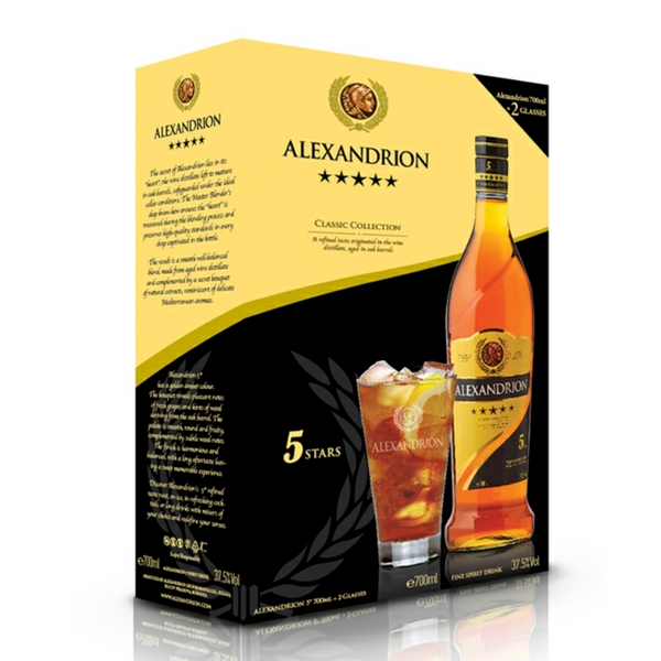 Alexandrion Brandy 5 Stele Classic Collection Cu 2 Pahare